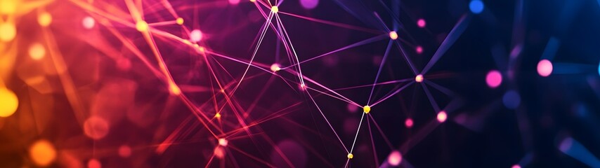 Poster - A mesmerizing abstract composition featuring a dynamic network of interconnected glowing luminescent particles and intricate kaleidoscopic patterns