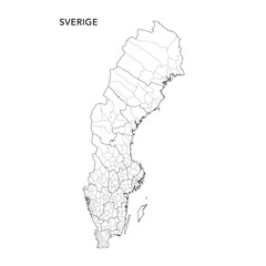  Geopolitical Vector Map of the Kingdom of Sweden (Sveridge) with Municipalities (Kommuner) and Counties (Län) Administrative Subdivisions as of 2025 - Sweden