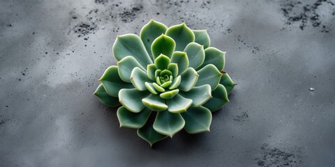 Poster - green succulent plant on a textured dark surface with subtle shadows and highlights reflecting natur