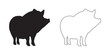 © Naseem - Pig Silhouette - Modern Pig Outline for Prints - Pig Vector - Pig Illustration - Pig Vector - Pig Outline Vector - Pig Icon