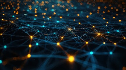 Poster - Network Connection Visualization with Blue and Orange Lights