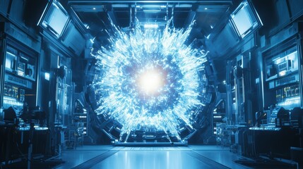Poster - Futuristic Energy Portal Opened in High-Tech Laboratory Setting