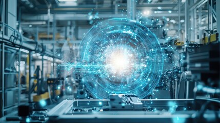 Poster - Futuristic Industrial Technology with Digital Sphere and Light Effect