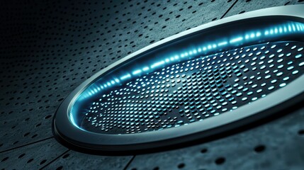 Poster - Glowing Circular Surface with Metallic Texture and Futuristic Design