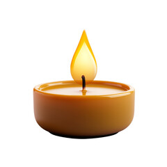Aufkleber - warm, glowing candle with vibrant flame, set in round orange holder, creates cozy atmosphere perfect for relaxation and ambiance