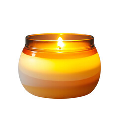 Aufkleber - warm, glowing candle in gradient amber jar, creating cozy atmosphere. soft light enhances relaxation and tranquility, perfect for home decor or self care moments