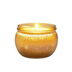 Aufkleber - glowing candle in decorative glass jar, radiating warmth and ambiance. golden hue and speckled design create cozy atmosphere, perfect for relaxation