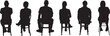© curto - vector; silhouette, back view of a group of people sitting on chair