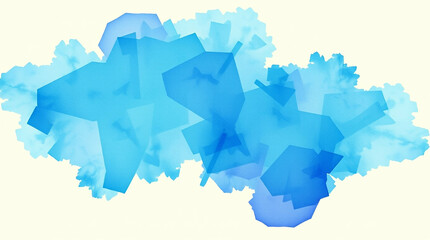 Poster - Geometric blues, an abstract cloudscape of polygonal shapes and watery textures