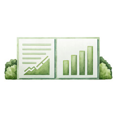 Poster - sustainability report concept, Green corporate environmental reporting concept with graphs and charts