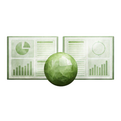 Poster - sustainability report concept, Futuristic sustainability report concept with green graphics and globe