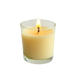 Aufkleber - lit candle in glass holder, emitting warm glow, perfect for creating cozy atmosphere. Ideal for relaxation and ambiance in any setting