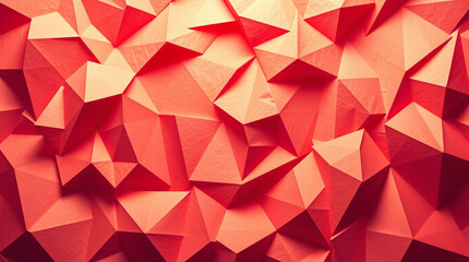 Poster - Crimson geometric facets create a strikingly modern polygonal background