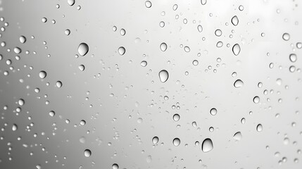 Fototapete - Closeup of a glass window pane with numerous small water droplets and rainy abstract background texture