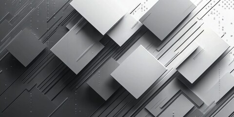 abstract design with a pattern of geometric shapes, suggesting a modern and technological theme. The interconnectedness and arrangement of the shapes create a dynamic visual experience