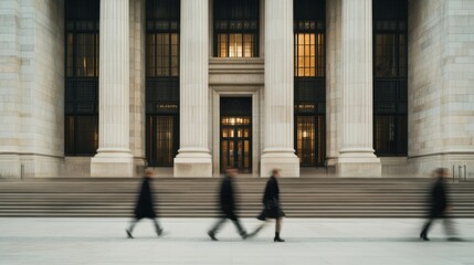 Wall Mural - Federal Reserve building with people walking by. Featuring financial regulation and oversight