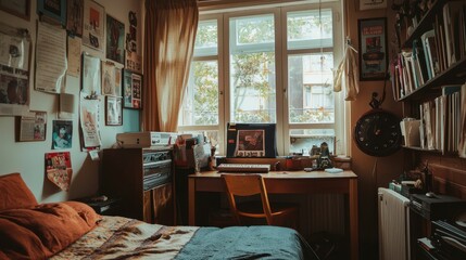 Poster - Cozy Home Office with Vintage Decor and Natural Light