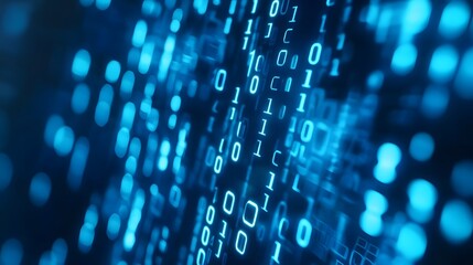 Leinwandbilder - Flowing Binary Code in Digital Technology Background   Abstract Futuristic Digital Data and Information Technology Concept