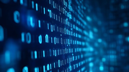 Leinwandbilder - Futuristic abstract background with glowing binary code and digital data streams  Conceptual image representing technology computer programming software intelligence and the digital age
