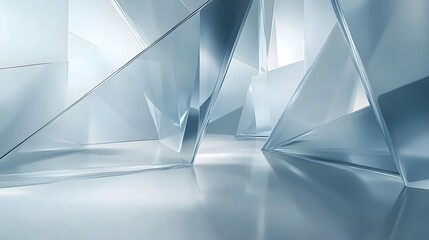Poster - Gleaming Geometric Crystal Prism Abstract Background Reflecting Futuristic Light with Minimalist Polygonal Facets and Sleek Metallic Surfaces
