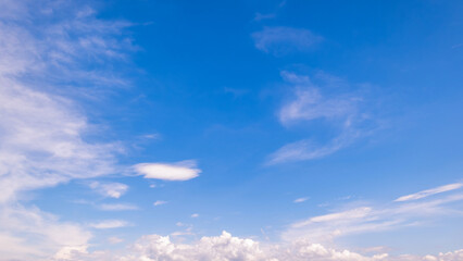 Wall Mural - clear blue sky background,clouds with background, blue sky background with tiny clouds. white fluffy