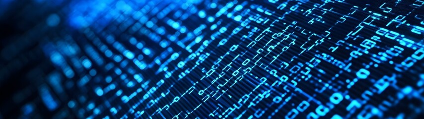 Poster - Immersive digital landscape showcasing the intricate patterns and interconnected nature of binary data technical code and the underlying infrastructure of the digital world