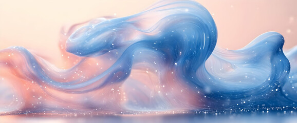 Poster - Abstract Background with Flowing Blue and Pink Colors with Sparkling Light Effects