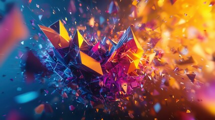 Poster - Dynamic Abstract Explosion of Colorful Geometric Shapes and Lights