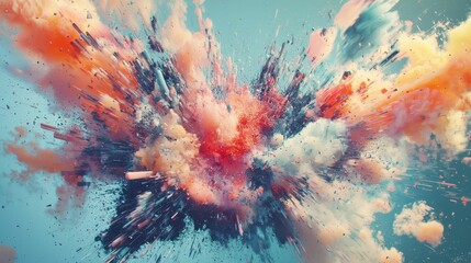 Poster - Colorful abstract explosion with dramatic smoke and vibrant colors