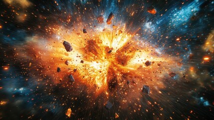 Poster - Stunning Cosmic Explosion with Vibrant Colors and Bright Lights