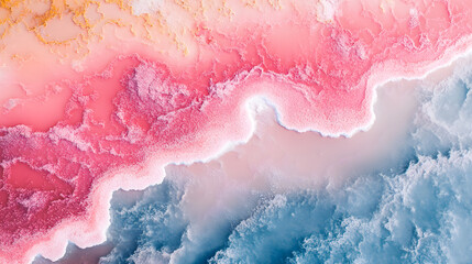 Poster - Abstract colorful waves, vibrant pink and blue swirls blending smoothly, perfect for artistic projects or backgrounds.