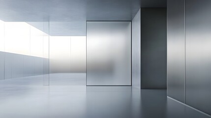 Aufkleber - Minimalist and modern architectural interior design with clean sleek and elegant elements  Bright airy and spacious room with large glass windows neutral color palette and simple
