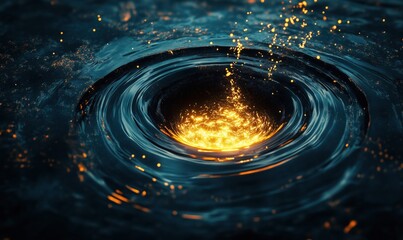 Poster - Vibrant whirlpool with glowing sparks and rippling water surface