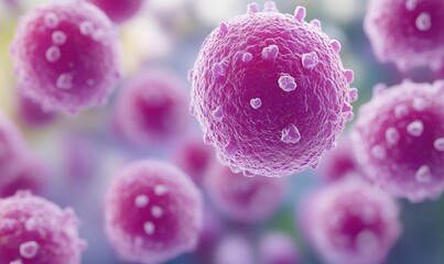 Poster - Microscopic view of pink and purple cells showcasing cellular structure and detail