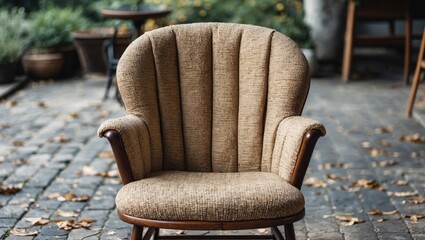 Poster - textured vintage chair in outdoor setting with natural light and copy space for design or advertisin