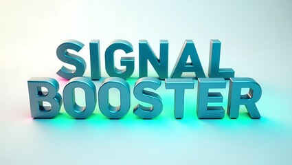 Poster - Signal booster letters illuminated with colorful lighting on a plain backdrop