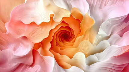 Poster - A mesmerizing digital painting with dynamic orange and pink color waves.