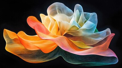 Poster - A mesmerizing digital painting with dynamic orange and pink color waves.
