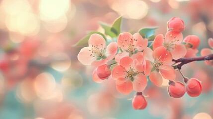 Wall Mural - Beautiful light pink flower blooms gently on a branch in spring