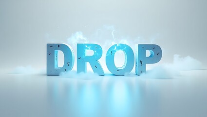 Poster - Creative typography showcasing the word Drop with glowing effects and smoke