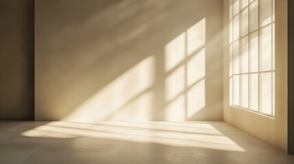 Wall Mural - An empty room with sunlight streaming through a large window