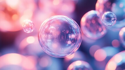 Wall Mural - colorful floating bubbles are beautifully illuminated with blurred background details