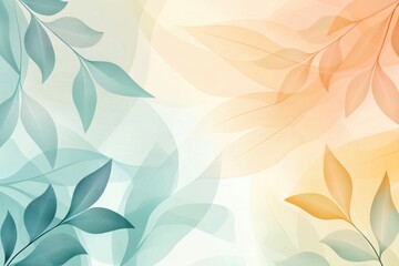 Poster - Softly colored leaves create a tranquil backdrop with gentle shades of aqua and orange for a peaceful ambiance