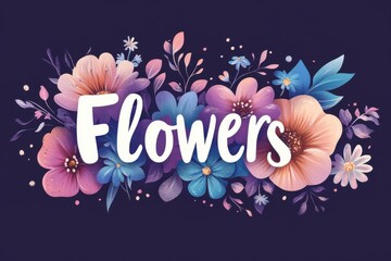 Aufkleber - Colorful floral arrangement with various blossoms and leaves against a dark background