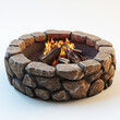 © Clemency - Cozy backyard fire pit with natural stone construction and a warm fire inside