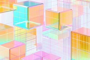 Wall Mural - Colorful Transparent Cubes in a Modern Abstract Design Background
