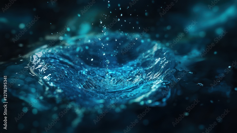 Splash Header Water droplet impact, dark background, splash, ripple effect, nature ...