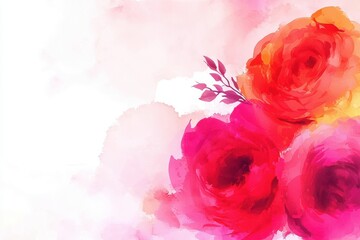 Poster - Colorful Floral Watercolor Design with Soft Pink Background