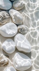 Wall Mural - Abstract background with white rocks under water, great for cover art, backgrounds on websites or mobile apps.