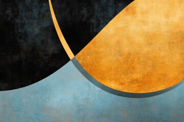 Abstract geometric shapes with gold blue textures